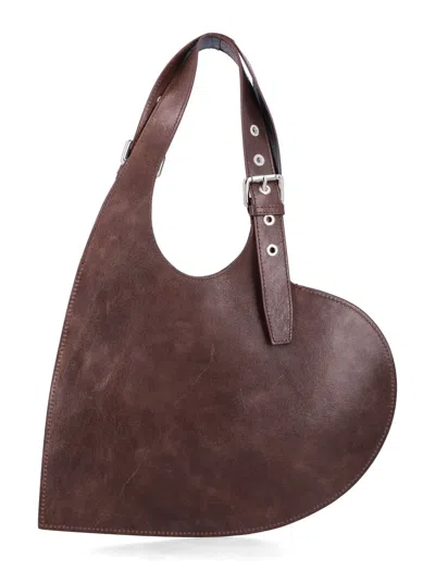 Coperni Heart Shaped Tote Bag With Adjustable Strap In Brown