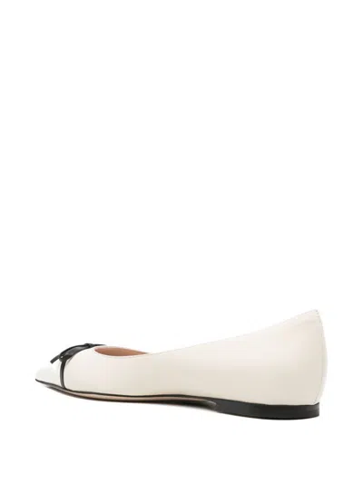 Valentino Vlogo Leather Ballerina Flat In White