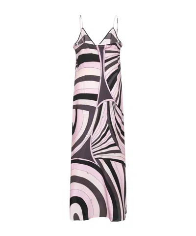 Pucci Long Dress With Abstract Print And Straps In Multi