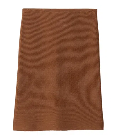 Miu Miu Diagonal Rib Silk Skirt In Brown