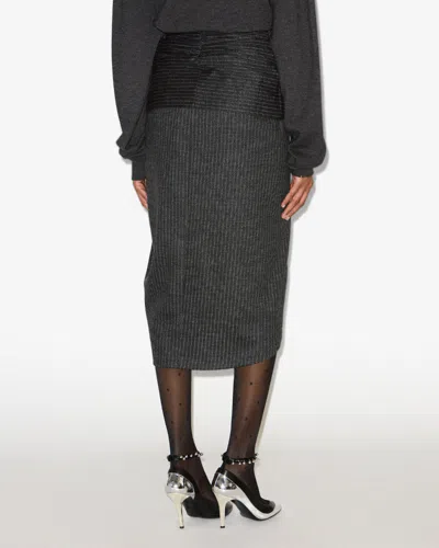 Isabel Marant Womens Anthracite Atrium Reilly Pinstripe Wool-blend Midi Skirt In Gray