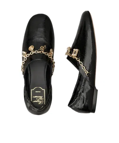 Roger Vivier Patent Leather Embellished Ballet Flats In Black