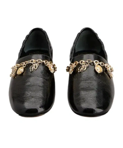 Roger Vivier Patent Leather Embellished Ballet Flats In Black