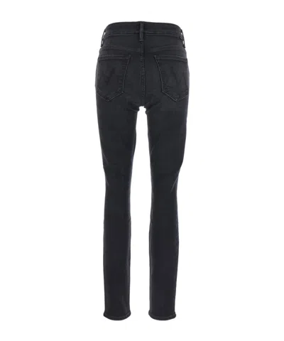 Mother Black Jeans With High Waist And Logo Embroidery On The Rear In Denim Woman In Black