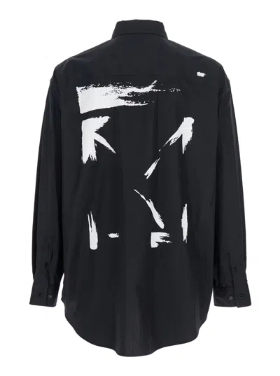 Off-white Graphic Print Shirt Chest Pocket In Black