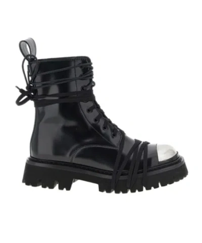 Moschino Combat Boot In Calfskin In Black