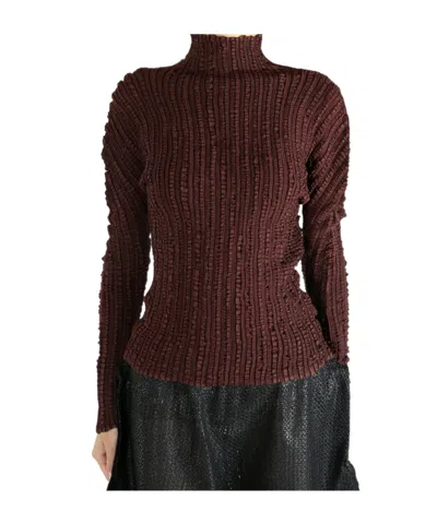 Issey Miyake Jellyfish Pleats Sweater In Brown