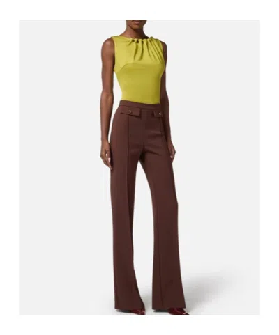 Elisabetta Franchi Fitted Sleeveless Top With Button Embellishments And Gathered Neckline In Green