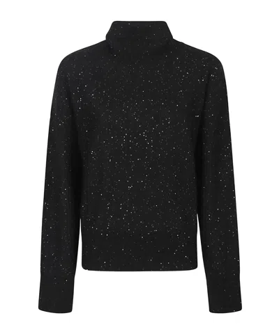 Fabiana Filippi Sequin Turtleneck Sweater Sweaters And Cardigans Black In Blue