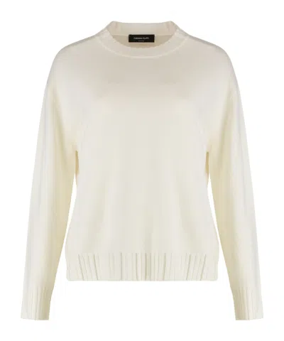 Fabiana Filippi Platinum Crew Neck Sweater With Filo Diamante In White