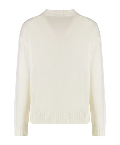 Fabiana Filippi Platinum Crew Neck Sweater With Filo Diamante In White