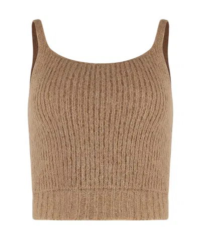 Peserico Squared-neckline Sleeveless Top In Brown