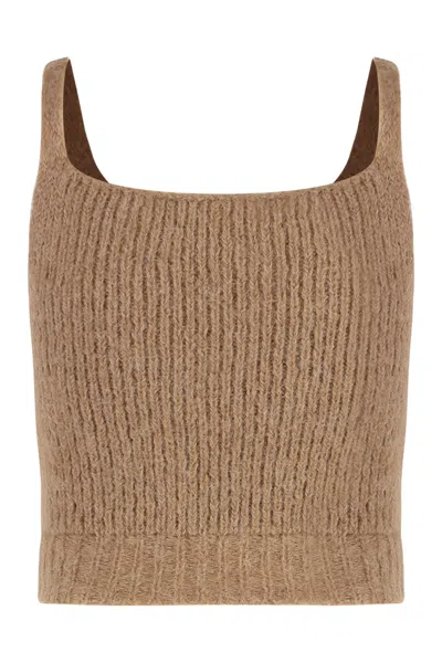 Peserico Squared-neckline Sleeveless Top In Brown