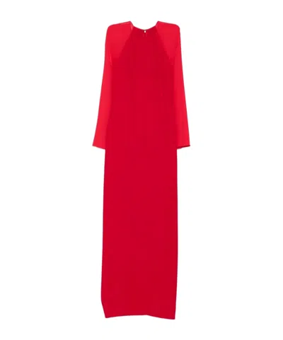 Alberta Ferretti Cardy Long-sleeve Maxi Dress In Red