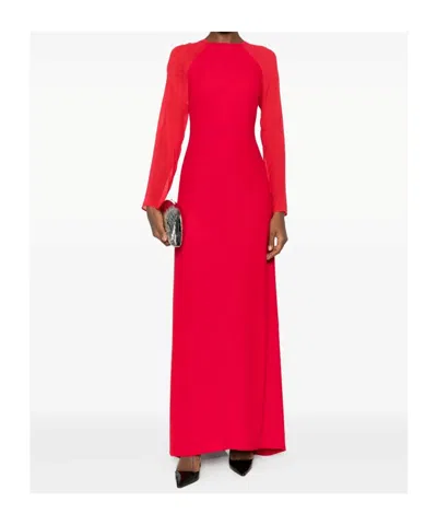 Alberta Ferretti Cardy Long-sleeve Maxi Dress In Red