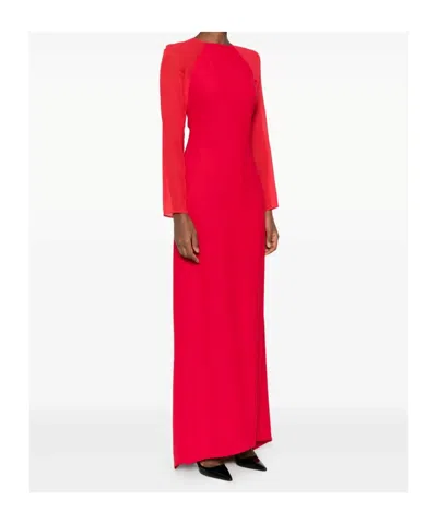 Alberta Ferretti Cardy Long-sleeve Maxi Dress In Red