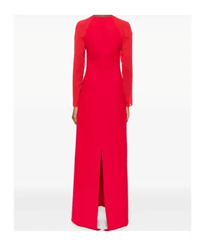 Alberta Ferretti Cardy Long-sleeve Maxi Dress In Red