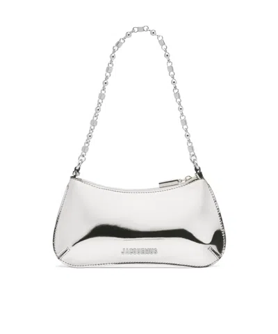 Jacquemus Le Petit Bisou Chaine Shoulder Bag In Silver