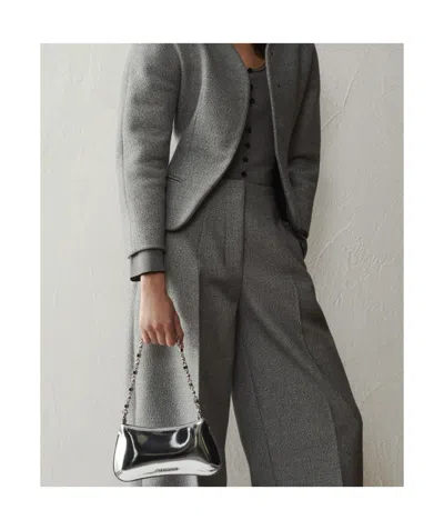 Jacquemus Le Petit Bisou Chaine Shoulder Bag In Silver