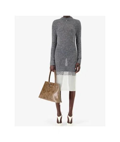 Coperni Knitted Patchwork Dress In Gray