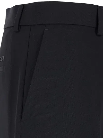 Gucci Drawstring Wool Blend Pants In Black