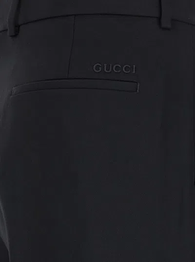 Gucci Drawstring Wool Blend Pants In Black