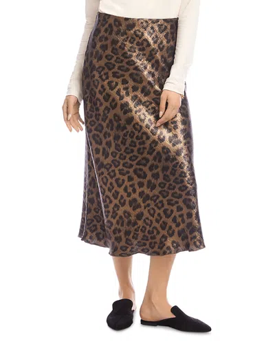 Karen Kane Bias Cut Midi Skirt In Animal Print
