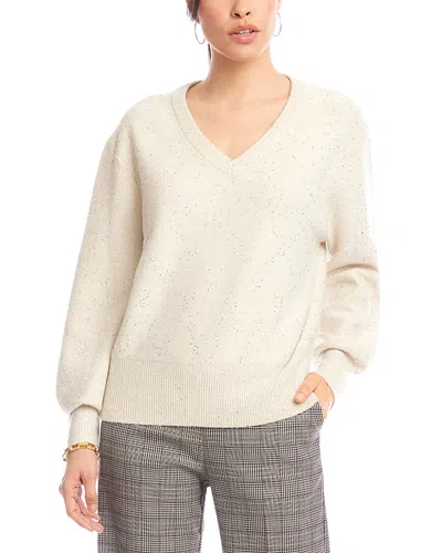 Karen Kane Sequinned V Neck Sweater In Neutral