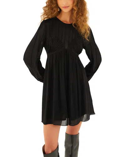 Farm Rio Pleated Mini Dress In Black