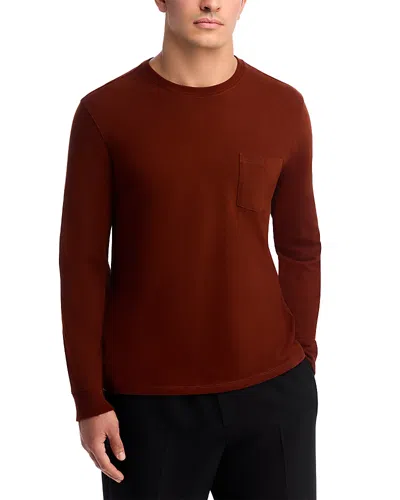 Vince Long Sleeve Crewneck Pocket Tee In Red