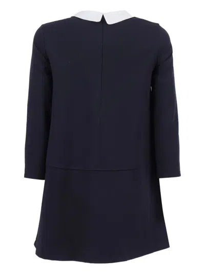 Il Gufo Peter Pan Collar Mini Dress In Blue
