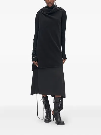 Ann Demeulemeester Felted-wool Draped Knitted Top In Black