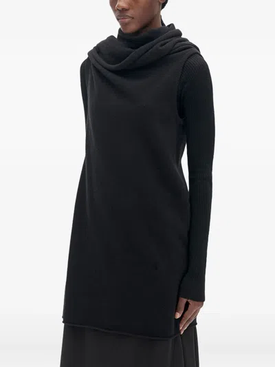 Ann Demeulemeester Felted-wool Draped Knitted Top In Black