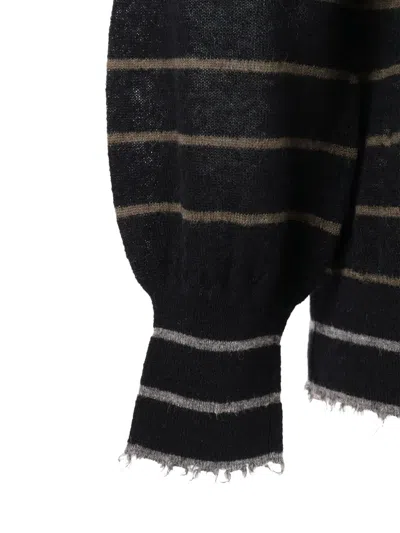 Kangra Cashmere Boat Neck Sweater With Fringed Details In Black