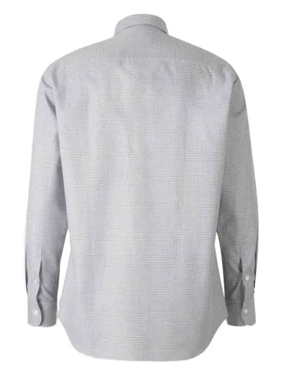 Brioni Long-sleeve Checked Shirt In Gray