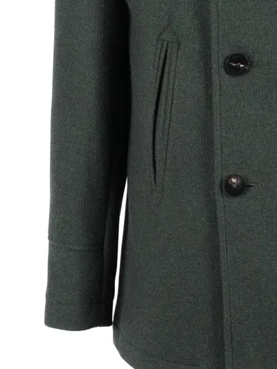 Camplin Double-breasted Wool Blend Peacoat In Green