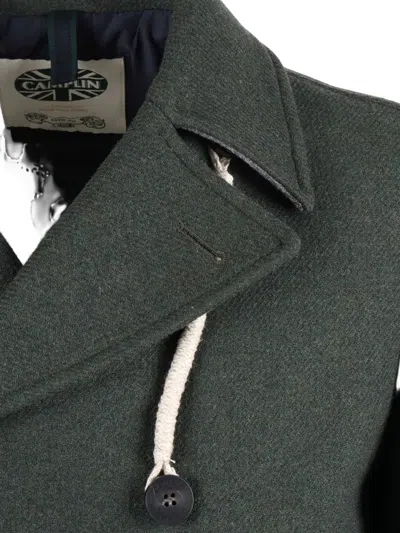 Camplin Double-breasted Wool Blend Peacoat In Green