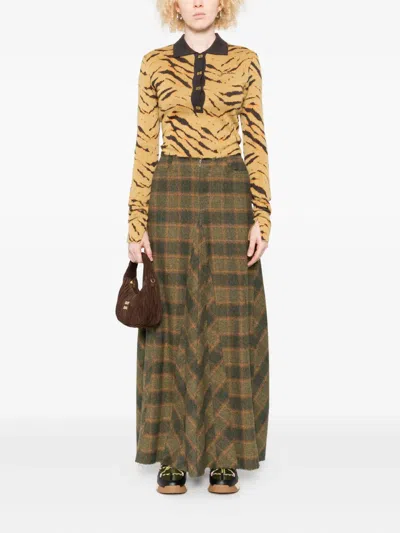 Ganni Fine Merino Jacquard Tiger Polo Sweater In Neutral