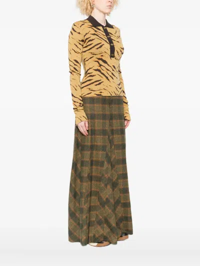 Ganni Fine Merino Jacquard Tiger Polo Sweater In Neutral