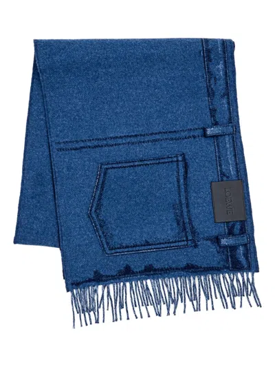 Loewe Scarf Made Of A Double-faced Wool And Cashmere Blend. In Blue