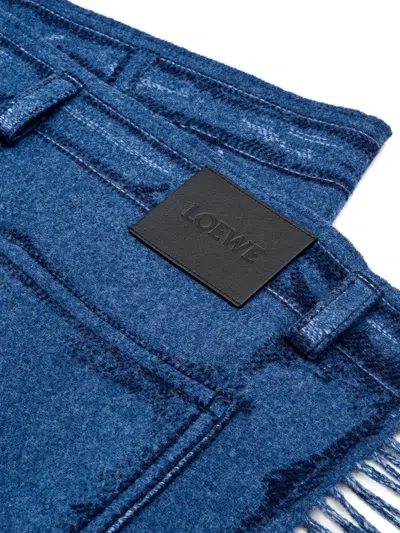 Loewe Scarf Made Of A Double-faced Wool And Cashmere Blend. In Blue