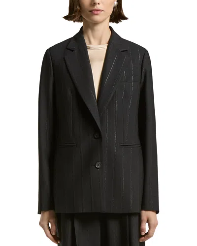 Peserico Pinstriped Blazer In Black