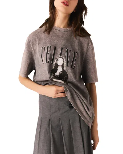 Maje Womens Grey Celine Dion Graphic-print Cotton T-shirt In Gray