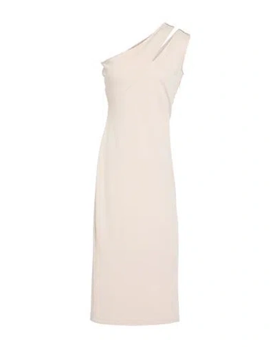 Motel Woman Midi Dress Beige Size M Viscose, Polyamide, Elastane In Multi