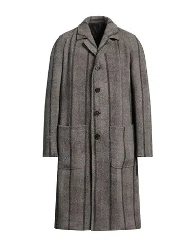 Lardini Man Coat Dark Brown Size 42 Wool In Gray
