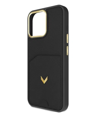 Velante Saffiano Leather Cardholder Iphone 16 Pro Max Case In Black