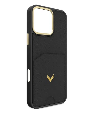 Velante Saffiano Leather Cardholder Iphone 16 Pro Max Case In Black