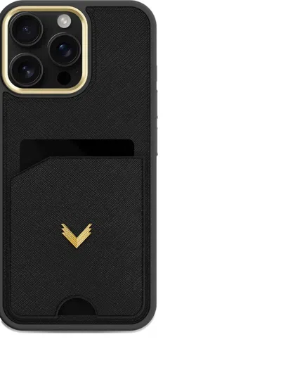 Velante Saffiano Leather Cardholder Iphone 16 Pro Max Case In Black