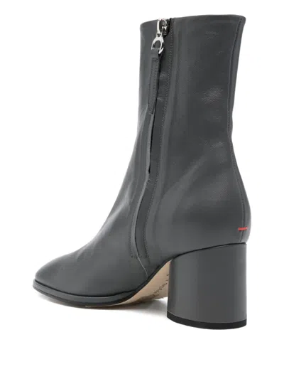 Aeyde 55mm Ayla Leather Block-heel Boots In Gray