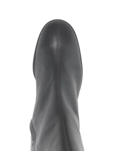 Aeyde 55mm Ayla Leather Block-heel Boots In Gray